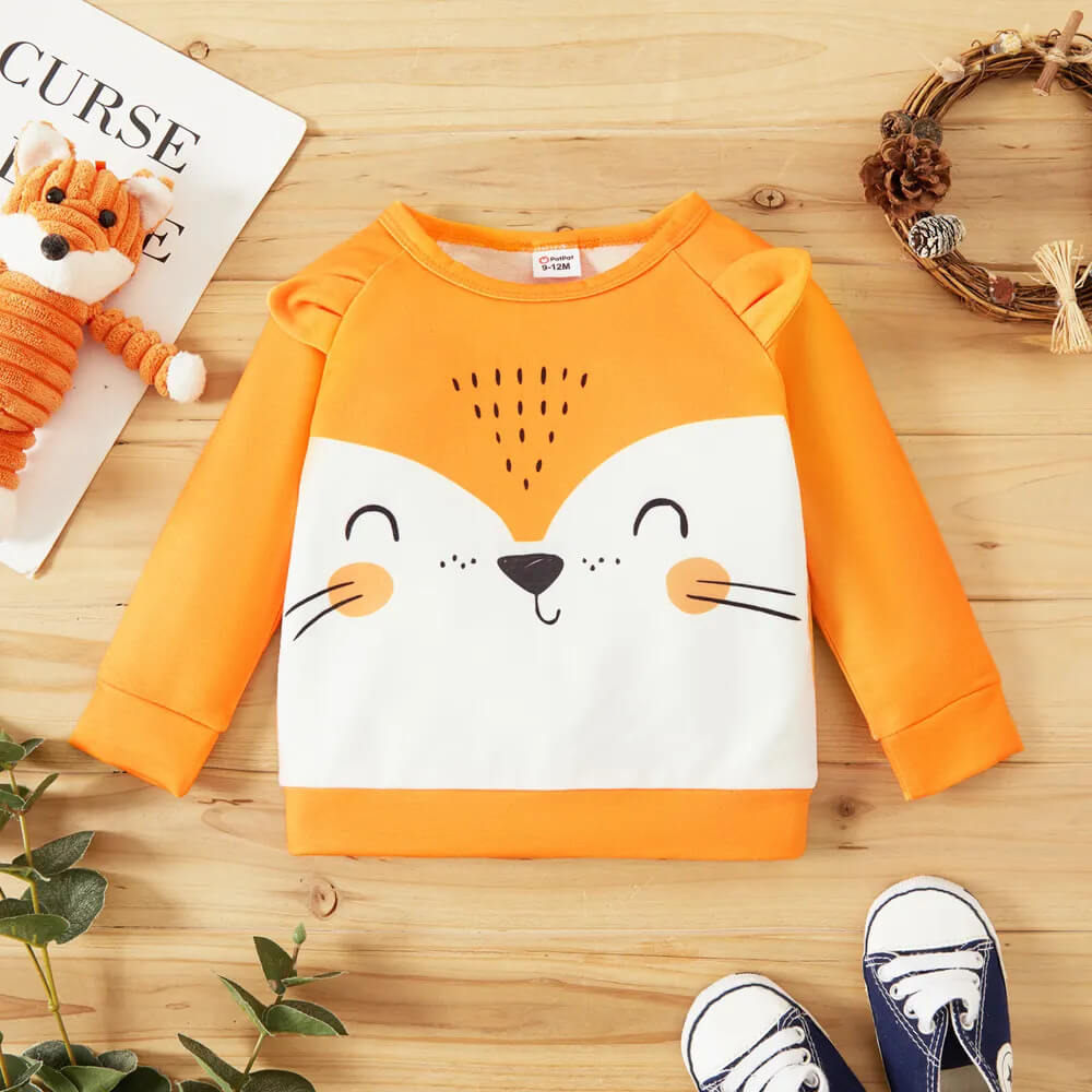 Baby Boy Girl Animal Print 3D Ears Detail Long sleeve Sweatshirt - Monetha