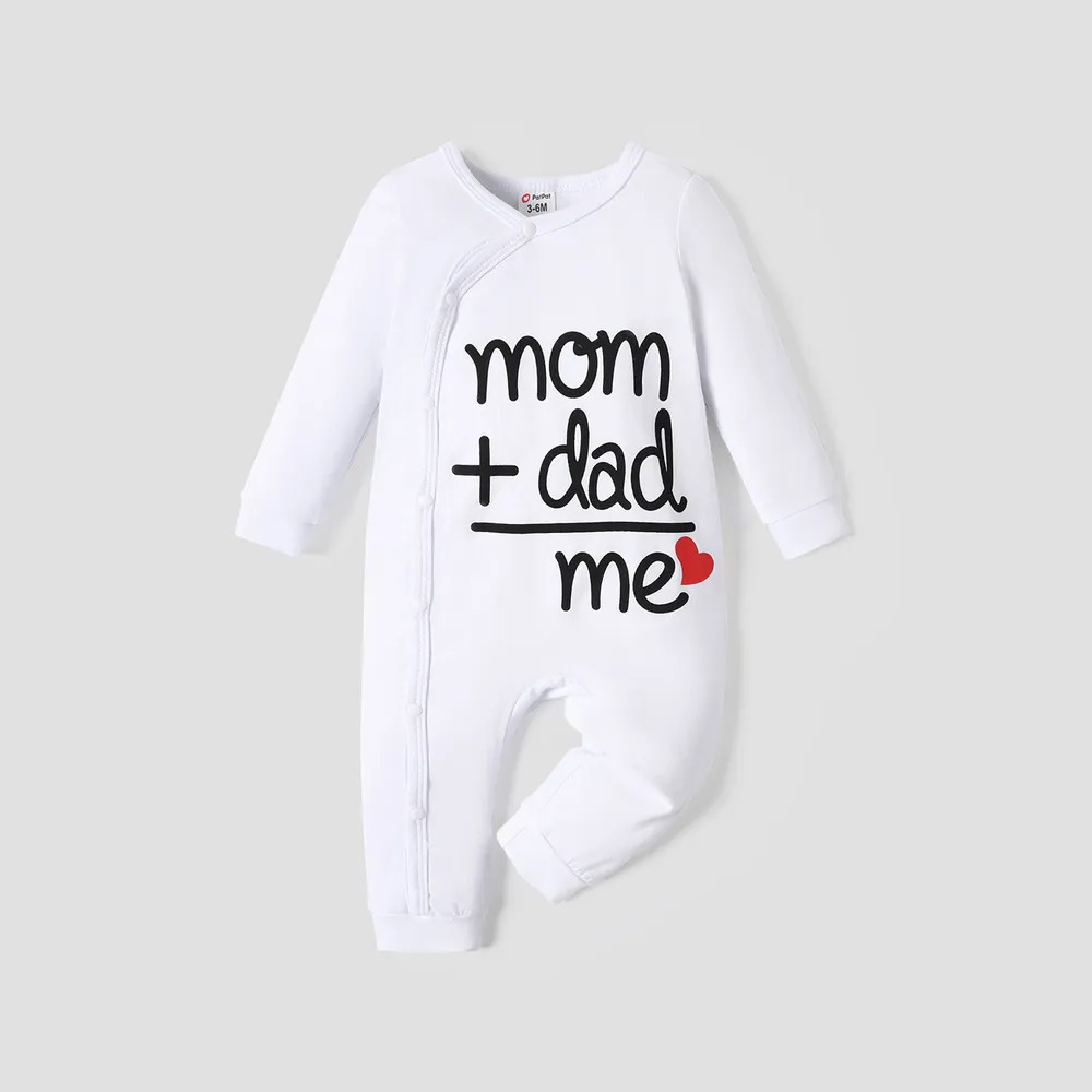 Baby BoyGirl 95 Cotton Long sleeve Love Heart and Letter Print Jumpsuit - Monetha