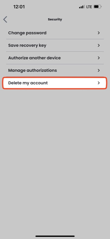 select delete account - Monetha