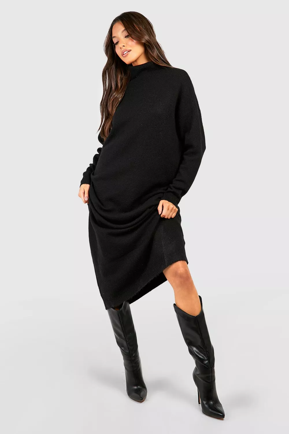 HIGH NECK SOFT KNIT MIDAXI DRESS Discounts and Cashback