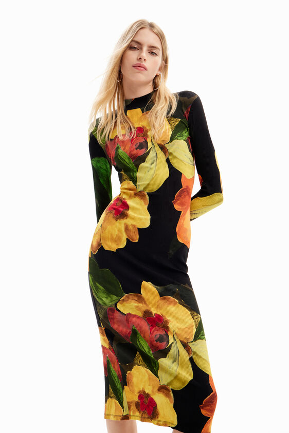 Slim Floral Midi Dress Discounts and Cashback