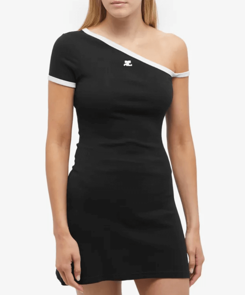 Courreges Asymmetric Contrast Dress Discounts and Cashback