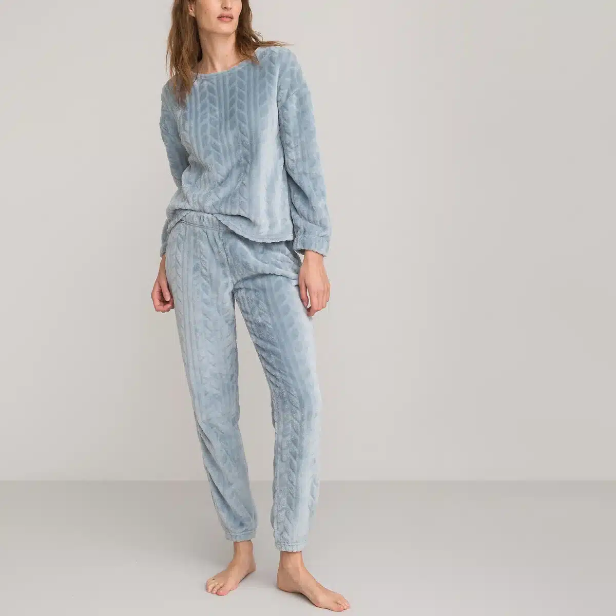 cable knit fleece pajamas - Monetha