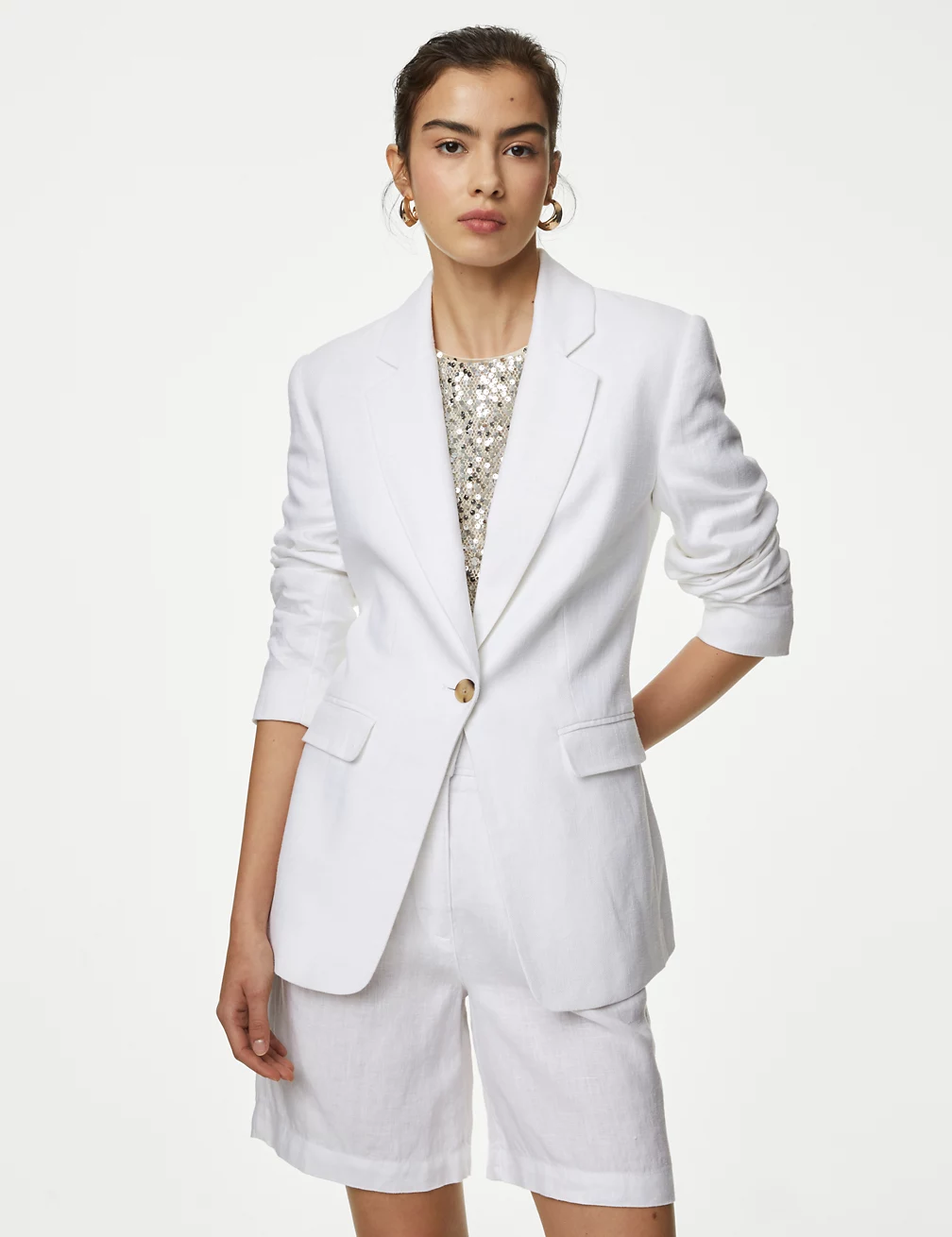 M&S Collection Linen Rich Single Breasted Blazer Discounts and Cashback